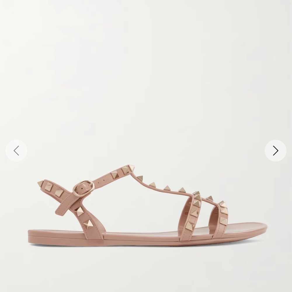 Valentino Rockstud Flat Rubber Sandals.